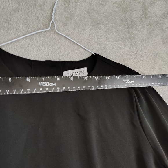 Carmen Marc Valvo Black Dramatic Bell Sleeve Blouse Top Womens Size 2 Whimsigoth - Picture 6 of 8